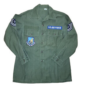 Vintage US Air Force OG 107 Combat Shirt Mens 15.5 Military Utility Sateen